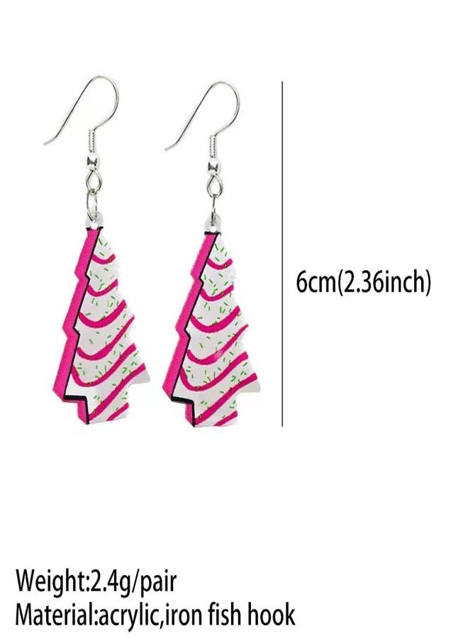 Yewkit Christmas Earrings for Women Hot Pink Santa Chrsitmas Earrings Acrylic Holiday Earrings Drop Dangle Earring Party Jewelry Gift - Image 5